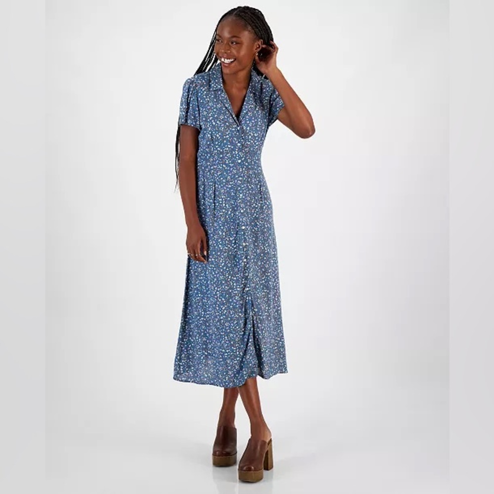 Lucky Brand Blue Floral Midi Dress